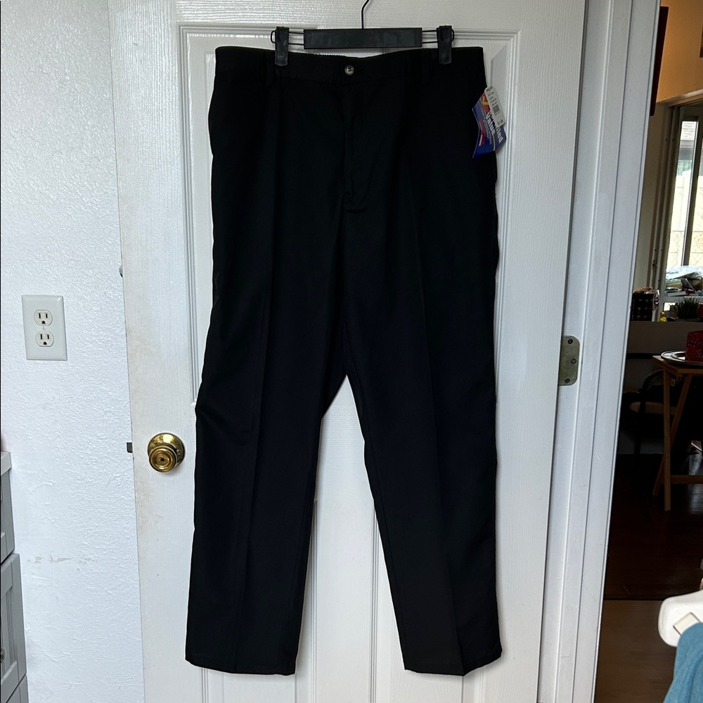 Bradlees Black Pants NEW zipper elastic waist 38x30 poly cotton 25+ years old!